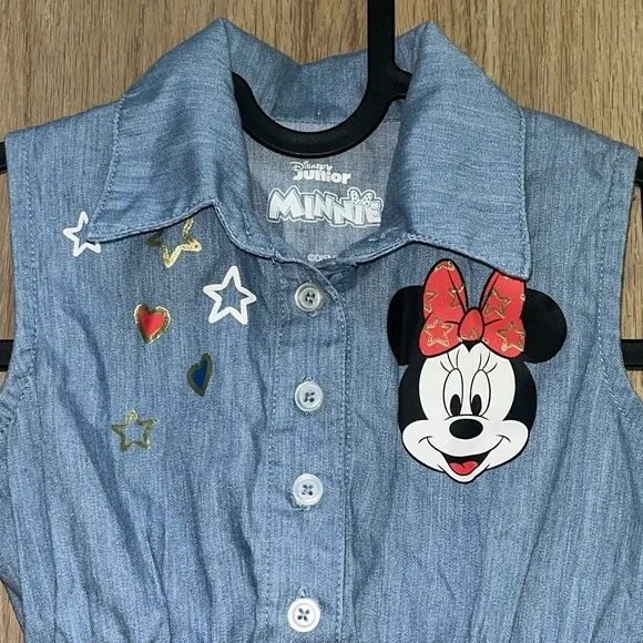 Disney Minnie Mouse Stars & Stripes Dress 2T Toddler Chambray Patriotic Tulle - Picture 2 of 7
